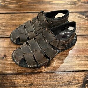 Rockport Men's Brown Leather Memory Foam Sandals, size 10, GUC, comfort, casual